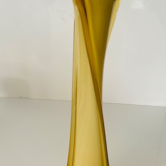 VINTAGE MCM BUTTERSCOTCH STRETCH VASE ITALIAN HANDBLOWN GLASS THICK SWUNG GLASS - Picture 5 of 11